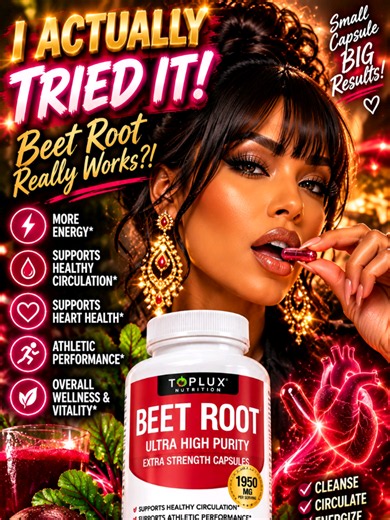 WAIT… WHY IS EVERYONE TALKING ABOUT BEET ROOT?! 👀❤️ I kept seeing beet root everywhere, so I had to see what all the hype was about. 🌱 Plant-based 🌱 Vegan 🌱 Non-GMO ✨ 1950 MG per serving Swipe through to take a closer look ➡️👀 Would YOU try beet root capsules? ❤️ 🛍️ Tap the product link on this post to check out ORGANIC BEET ROOT in my TikTok Shop. #fyp #beetroot #nitricoxide #wellnessroutine #supplementsthatwork
