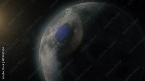 Moon Phases Realistic Fit Height Loop. Animation moon phases with light motion of moon surface with planet on starlight background, universe and science concept