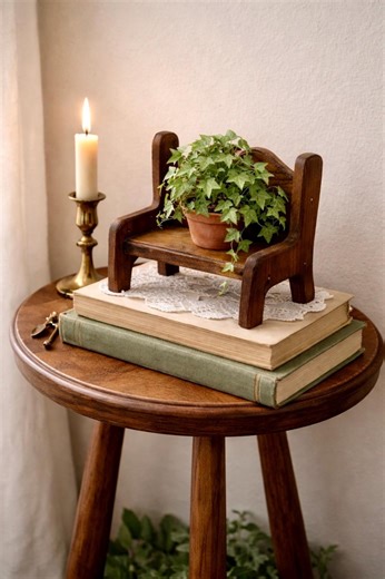 Vintage Wooden Mini Bench | Rustic Farmhouse Shelf Sitter, Doll Accent - Etsy