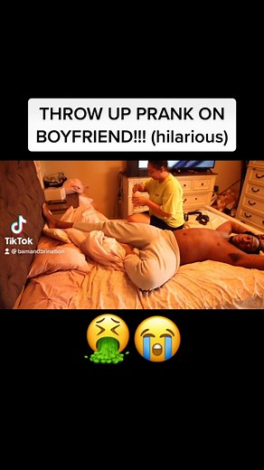 Bam and Bri Nation on Instagram: "THROW UP PRANK ON BOYFRIEND!!! (hilarious) 冷 #explorepage #reels #bamandbrination"