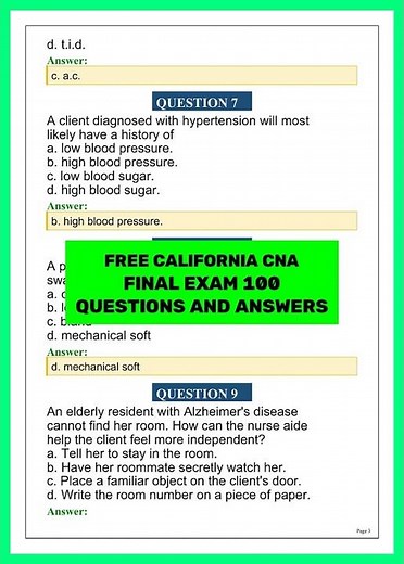 FREE California CNA Final Exam 2026 | 100 Practice Questions and Answers