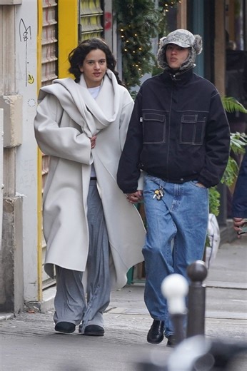 Rosalía Embraces the Scarf Coat in Dramatic Fashion While Shopping With Loli Bahia in Paris