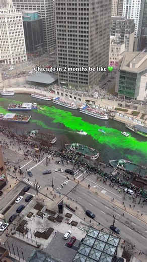2 months! 💚 view from Hyatt Regency Chicago #stpatricksdaychicago #chicagostpatricksday