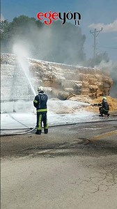 HAY TRUCK ENGULFED IN FLAMES IN DENİZLİ
