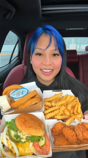 kelsey on Instagram: "trying the big shack from shake shack also why have i been sleeping on their chicken bites😳 #explorepage #mukbang #food #explore #reels #asmr #eating #shakeshack #burger"