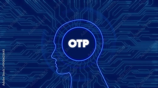One Time Password Concept with Human Head and Circuit Board Background security authentication