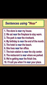36K views · 823 reactions | Sentence using the word "Near" Learn English sentences English learning sentence Near meaning with example sentence #near #englishgrammar #learnenglish #learnenglishdailyvideo #grammar #vocabularywords #learnenglisheveryday | English Learning | Facebook