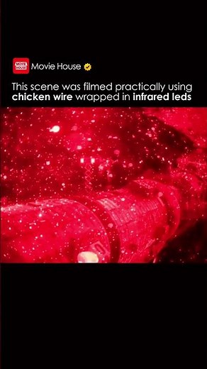 This scene was filmed practically using chicken wire wrapped in infrared leds