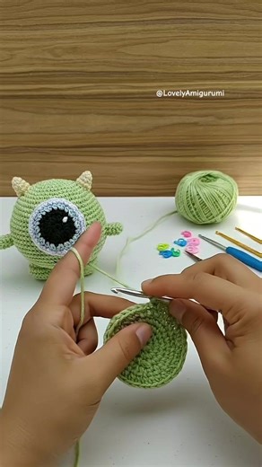 Tell me this isn't the cutest Mike Wazowski you’ve seen! 👁💚 Bringing Disney magic to life with this handmade crochet Mike Wazowski amigurumi! 🎬✨ Every stitch is crafted to bring back all the monsters, Inc. nostalgia #crochet #handmade #crochetideas #CrochetInspiration #amigurumipattern