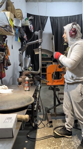 planishing hammer, making front fender for Harley Davidson Fatboy #motorcycle #harleydavidson #hd