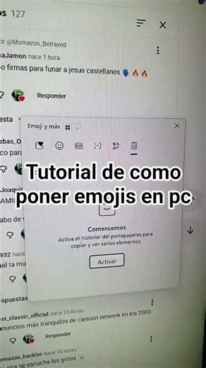 tutorial de como poner emojis en pc y laptop(creo)
