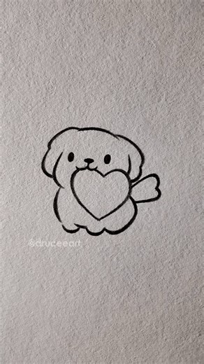 Drucee Art | How to Draw Cute Things on Instagram: "Cute Things to Draw When Bored - day 247 . . How to Draw Cute Puppy with Heart ❤️ . . #puppy #dog #heart #cute draw cutethings easy sketch tutorial artist artidea artistofinstagram howtodraw beginner kawaii fyp druceeart art drawing #sunomuisc @sunomusic"