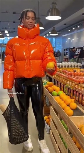 Shiny orange jacket