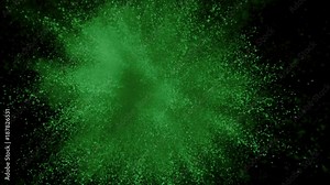 Green powder exploding on black background in super slow motion, shot with Phantom Flex 4K