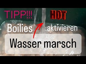 Boilies mit heißem Wasser aktivieren. Dann pimpen. Karpfen müssen Flüssigkeit mit Nahrung aufnehmen.