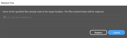 I am having error "Some of the specified files already exists in target location"