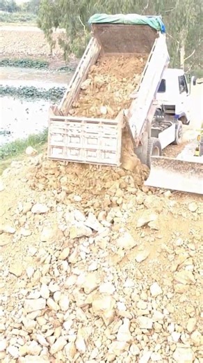 Building Road #5TN Dump Truck Unloading Stone Land #shorts3756