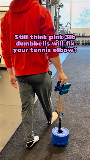 Dr. Brett & Team | Prevail Rehab | Pain & Injury Rehab on Instagram: "Still think 3 lb weights will fix your tennis elbow? Those exercises can reduce pain. They just don’t build much capacity. Tendons adapt to the loads they’re exposed to. If rehab never progresses past very light resistance, the problem usually isn’t “healed”, it’s just quiet. This is why we load tennis elbow rehab properly, using tools that allow for real, controlled stress without irritation."