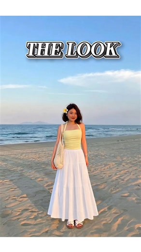 Simple Summer Beach Outfit 🌼 Yellow Top & White Flowy Skirt #shorts #ootd #pinterestinspired