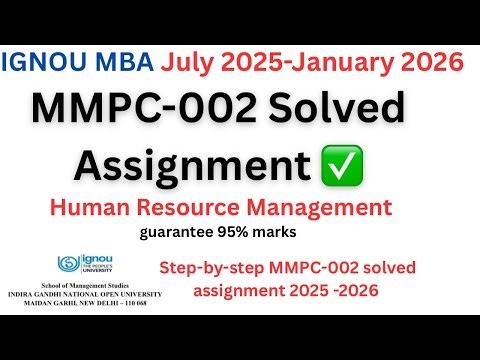 MMPC-002 solved assignment answers |IGNOU MBA 2025-2026 | Human Resources Management #subscribe