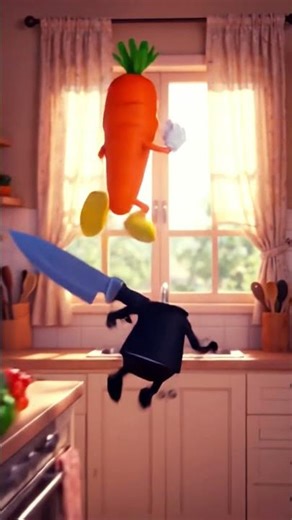 Run Carrot Run! 🥕🔪 | Funny 3D Cartoon Short #Shorts