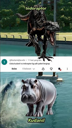 Kudanil Hippopotamus VS Indoraptor #dinosaur #jurassicworld #jurassicpark #jwe2 #roblox