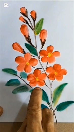 Easy Flower drawing with a Finger/Finger Painting 🏵️#fingerart #art #drawing #shortvideo #shorts