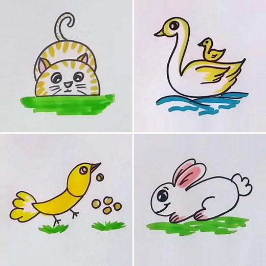 How to Draw - Baby Animal Drawings for Kids :) | Kids Art & Craft