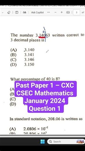 Past Paper 1 – CXC CSEC Mathematics January 2024 Question #CSECMath #CXCMath
