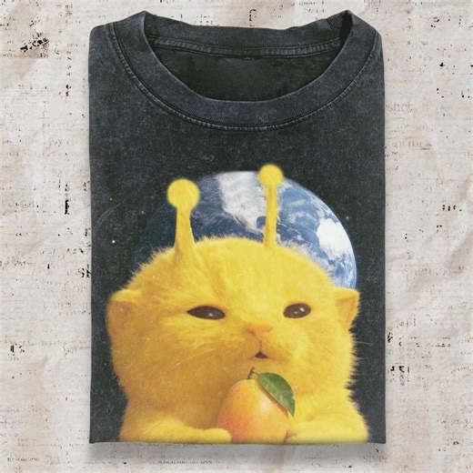 Retro Alien Cat mango Shirt, Retro Brainrot Comfort Colors Shirt, Mango Fruit Graphic Tee, Meme Shirt, Silly Cat Tee, Lover Cat Gift