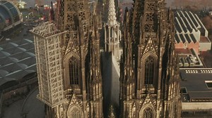 Detail view of the architecture of a cathedral - Free Stock Video