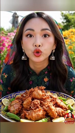 Beautiful Chinese Girl Mukbang Eating Pakora & Bhajiya Fast | Spicy Food ASMR Mukbang | Crunchy