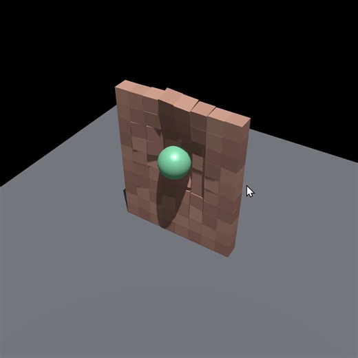 A new JavaScript physics engine. Testing settling stability. Most physics engines struggle when you place a bunch of blocks tightly packed like this.They want to jiggle and bounce.Engine: https://t.co/7a4ZqZ0XVM