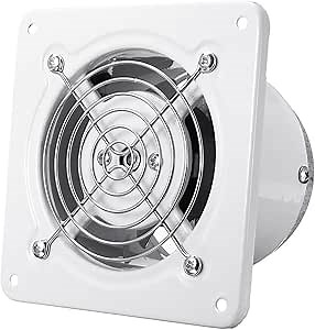 4'' 100 mm Metal Exhaust Fan Wall-Mounted 20W 140m³/h Ventilation Extractor with Anti-backflow Check Valve Low Noise Stable Running for Window Duct Kitchen Bathroom Grow Tent Vents(4inch, White)