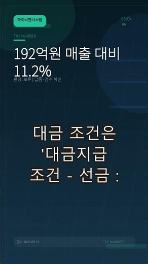 하이비젼시스템_납품·검수 일정 공급계약 #공시 #공급계약 #하이비젼시스템