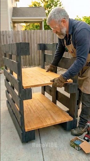 Turn Scrap Pallets into Outdoor Bar Counter 👍🏼 #DIY #HomeImprovement