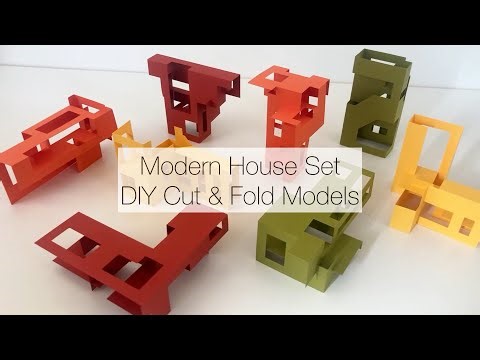 Modern House Set – 8 DIY Paper Models to Cut & Fold (No Glue Required)