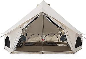 WHITEDUCK Avalon Canvas Bell Tent - Luxury All Season Tent for Camping & Glamping Made from Premium & Breathable 100% Cotton Canvas w/Stove Jack, Mesh