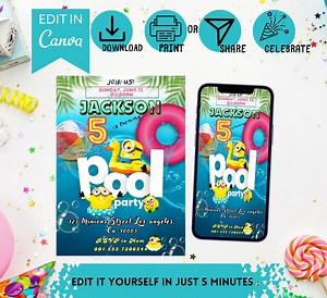 Minion Kids Pool Party Invitations! Printable & Mobile Evite Set - Instant Download - Etsy