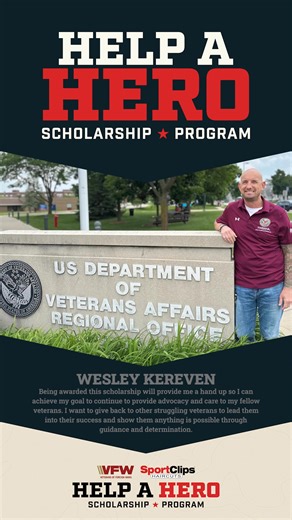 For many veterans, military educational benefits don’t cover everything they need. The VFW's “Sport Clips Help A Hero Scholarship” program helps deserving veterans achieve their educational goals through career building scholarships. And we couldn’t do it without you – visit your local Sport Clips store or www.sportclips.com/hero to donate! #helpahero #veteran | Sport Clips Haircuts of Lexington - Palomar Center