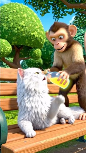Cat & Monkey Ki Masti | #funny #cartoon #animation #shorts #viral #trending #cat #dogs #funnymoment
