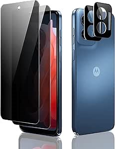 2+2 Pack for Motorola Moto G Play (2024) Privacy Screen Protector + Camera Lens Protector, Tempered Glass flim Anti Scratch, 9H Hardness Anti-Spy Protection for Moto G Play 2024 Flim