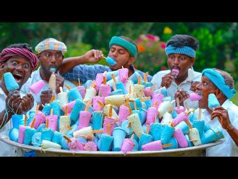 KULFI ICE | Colorful Ice Cream Making in Village | Homemade Milk Kulfi | Summer Dessert Recipe