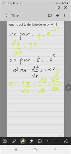 Quelle est la dérivèe de exp(-x²)??