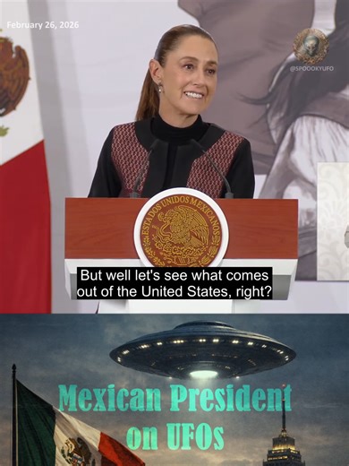Mexican President Claudia Sheinbaum is asked whether she’ll order the Ministry of National Defense and the Navy to declassify their UFO files: “I don’t think they have files… But let’s see what comes out of the United States.” #ovni #ufo #uap #alien