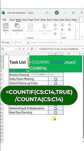 Easy trick to add check boxes in your Excel task list #excel #microsoftexcel #exceltips