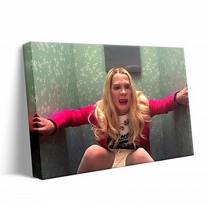 Funny Bathroom Canvas Print: Woman in Panic - Quirky Restroom Art - Etsy