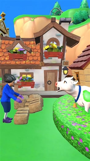 Scary blue teacher and funny cow #funny #animation #cartoon #funnyanimals