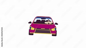 Latin american man driving car line 2D character animation. Reckless driving problem flat color cartoon 4K video, alpha channel. Aggressive hispanic driver animated person on white background Stock Video