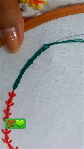 Cute handmade embroidery neck border #embroidery #chainstitch 💥💯🪡❤️